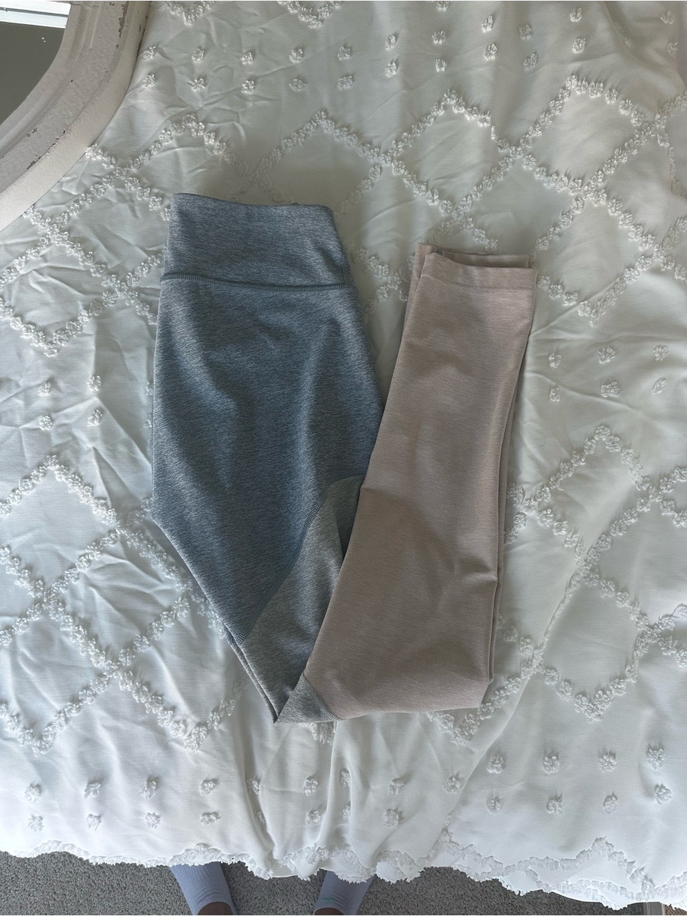 Outdoor Voices color block Leggings in blue, Gray and Taupe